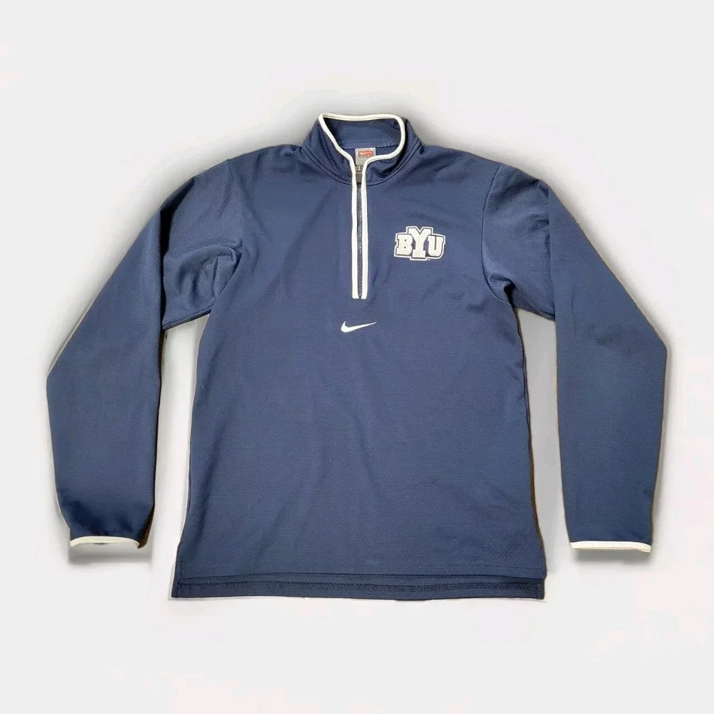 BYU Nike Running DriFit Quarter Zip Pullover Mens Sz S Long Sleeve Brigham Young